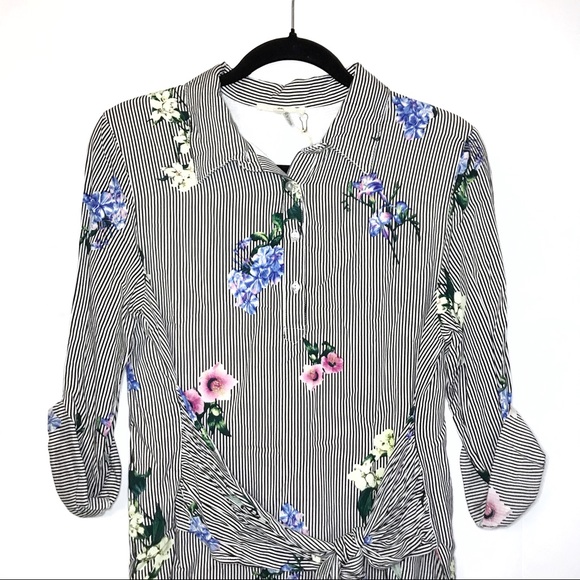 Entro • Striped Floral Print Dress - Picture 2 of 6